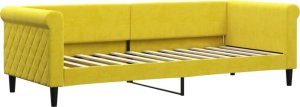 vidaXL vidaXL Sofa z materacem do spania, żółta, 80x200 cm, aksamit 3
