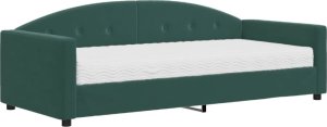 vidaXL vidaXL Sofa z materacem do spania, ciemnozielona, 90x200 cm, aksamit 2
