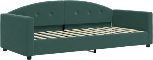 vidaXL vidaXL Sofa z materacem do spania, ciemnozielona, 90x200 cm, aksamit 3