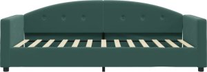 vidaXL vidaXL Sofa z materacem do spania, ciemnozielona, 90x200 cm, aksamit 4
