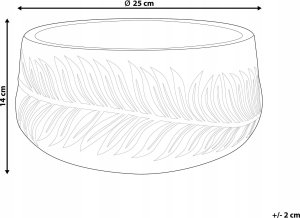 Beliani Doniczka okrągła 25 x 25 x 14 cm szara FTERO 3