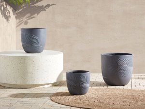 Beliani Doniczka okrągła 28 x 28 x 16 cm szara FTERO 2