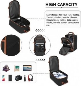 Plecak turystyczny Kono Mały Czarny Plecak Ryanair WizzAir 40x20x25 20L CB Expander 7