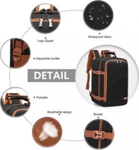 Plecak turystyczny Kono Mały Czarny Plecak Ryanair WizzAir 40x20x25 20L CB Expander 8