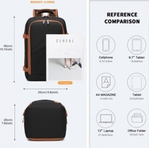 Plecak turystyczny Kono Mały Czarny Plecak Ryanair WizzAir 40x20x25 20L CB Expander 10