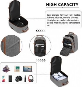 Plecak turystyczny Kono Mały Szary Plecak Ryanair WizzAir 40x20x25 20L SB Expander 8