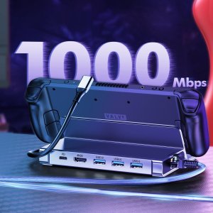 HUB USB Choetech HUB Choetech M52 do Valve Steam Deck LCD / OLED adapter USB-C / USB-C PD, USB-A, HDMI, RJ45 szary 4