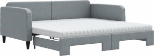vidaXL vidaXL Sofa rozsuwana z materacami, jasnoszara, 100x200 cm, tkanina 2