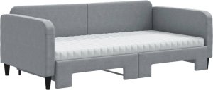 vidaXL vidaXL Sofa rozsuwana z materacami, jasnoszara, 100x200 cm, tkanina 3