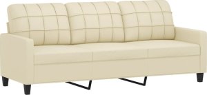 vidaXL vidaXL 4-osobowa sofa z poduszkami, kremowa, sztuczna skóra 5