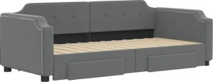 vidaXL vidaXL Sofa rozsuwana z szufladami, ciemnoszara, 80x200 cm, tkanina 2