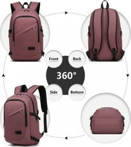 Plecak turystyczny Kono Plecak na Laptopa 15,6 USB Burgundy Compact 5