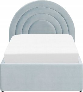 Beliani Łóżko z pojemnikiem welurowe 90 x 200 cm jasnoniebieskie ANET 7