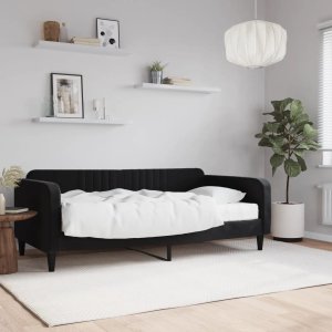 vidaXL vidaXL Sofa z materacem do spania, czarna, 90x190 cm, aksamit 1