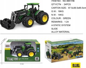 Triton Zielony Traktor z Turem dla dzieci 3+ Model 1:24 + Ruchome elementy + 8 Kół + Tylny hak 1