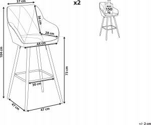 Beliani Zestaw 2 krzeseł barowych pomarańczowy DARIEN 3