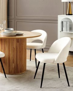 Beliani Boucle Krzesło do jadalni Zestaw 2 Biały ONAGA 10