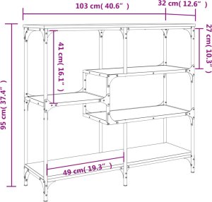 vidaXL vidaXL Stolik konsolowy, brązowy dąb, 103x32x95 cm 9