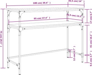 vidaXL Stolik konsolowy, dąb sonoma, 100x35,5x75 cm 9