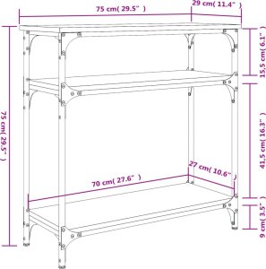 vidaXL vidaXL Stolik konsolowy, szary dąb sonoma, 75x29x75 cm 9