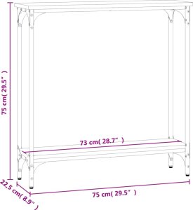 vidaXL Stolik konsolowy, szary dąb sonoma, 75x22,5x75 cm 9