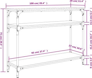 vidaXL Stolik konsolowy, czarny, 100x29x75 cm 9