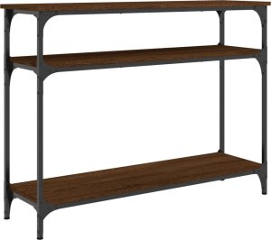 vidaXL Stolik konsolowy, brązowy dąb, 100x29x75 cm 2