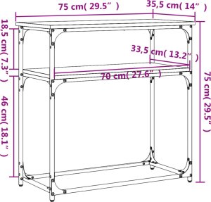 vidaXL vidaXL Stolik konsolowy, brązowy dąb, 75x35,5x75 cm 9