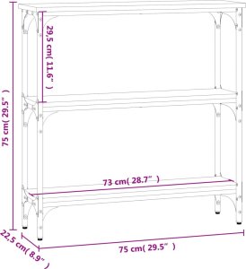 vidaXL Stolik konsolowy, czarny, 75x22,5x75 cm 9
