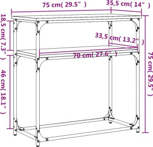 vidaXL vidaXL Stolik konsolowy, przydymiony dąb, 75x35,5x75 cm 9