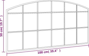 vidaXL vidaXL Lustro ścienne, czarne, 100x50 cm, zakończone łukiem, żelazo 7