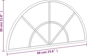 vidaXL vidaXL Lustro ścienne, czarne, 60x30 cm, zakończone łukiem, żelazo 7