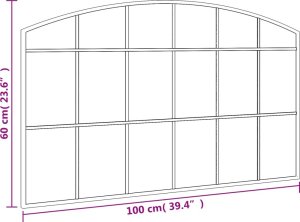 vidaXL vidaXL Lustro ścienne, czarne, 100x60 cm, zakończone łukiem, żelazo 7
