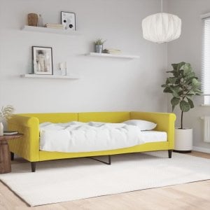 vidaXL vidaXL Sofa z materacem do spania, żółta, 100x200 cm, aksamit 1