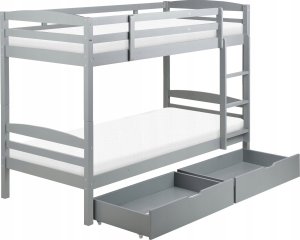Beliani Łóżko piętrowe z szufladami drewniane 90 x 200 cm szare REGAT 5