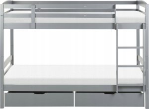 Beliani Łóżko piętrowe z szufladami drewniane 90 x 200 cm szare REGAT 6