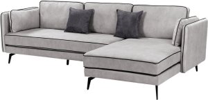 Beliani Narożnik welurowy lewostronny jasnoszary ALTAN 5