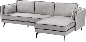 Beliani Narożnik welurowy lewostronny jasnoszary ALTAN 6