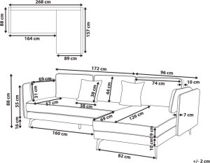 Beliani Narożnik welurowy lewostronny jasnoszary ALTAN 10
