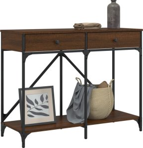 vidaXL vidaXL Stolik konsolowy, brązowy dąb, 100x39x78,5 cm 3