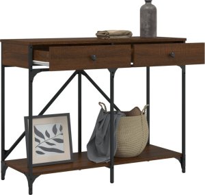 vidaXL vidaXL Stolik konsolowy, brązowy dąb, 100x39x78,5 cm 4