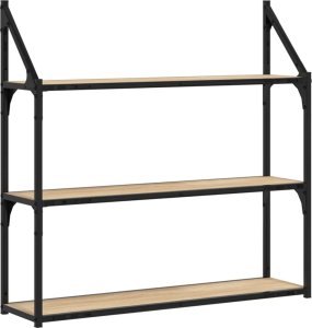 vidaXL vidaXL Regał ścienny z 3 półkami, dąb sonoma, 80x21x78,5 cm 2