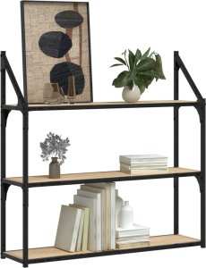 vidaXL vidaXL Regał ścienny z 3 półkami, dąb sonoma, 80x21x78,5 cm 3