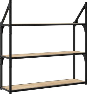 vidaXL vidaXL Regał ścienny z 3 półkami, dąb sonoma, 80x21x78,5 cm 6