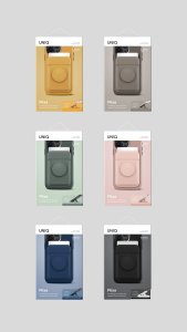 Podstawka Uniq UNIQ Flixa magnetyczny portfel na karty z podpórką szary/flint grey MagSafe 14