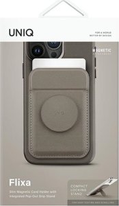 Podstawka Uniq UNIQ Flixa magnetyczny portfel na karty z podpórką szary/flint grey MagSafe 2