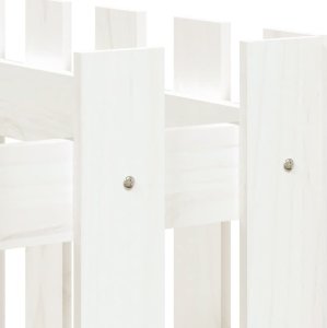 vidaXL vidaXL Rabata ogrodowa z płotkiem, biała, 150x50x70 cm, drewno sosnowe 7