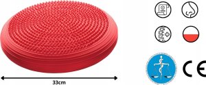 4fizjo Poduszka sensomotoryczna MED+, jeżyk, czerwona z pompką Dysk rehabilitacyjny z wypustkami do ćwiczeń 3