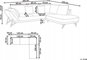 Beliani Narożnik lewostronny lniany jasnoszary ELGA 4