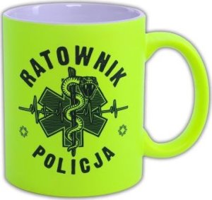 Polska Firma Kubek RATOWNIK POLICJA żmija 330 ml - żółty FLUO 1